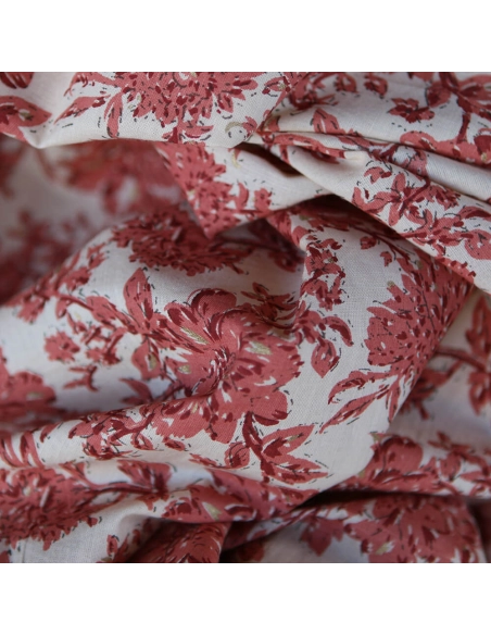 Anjali - Tissu indien coton hand block traditionnel touches de doré