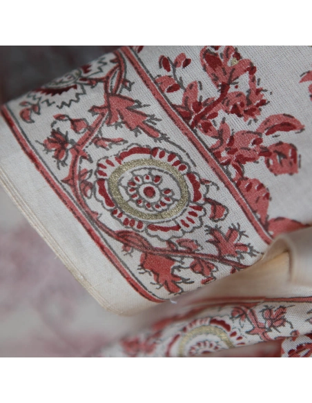 Anjali - Tissu indien coton hand block traditionnel touches de doré