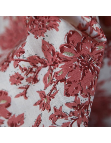 Anjali - Tissu indien coton hand block traditionnel touches de doré