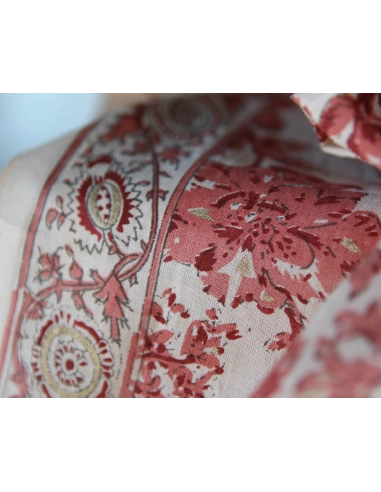 Anjali - Tissu indien coton hand block traditionnel touches de doré