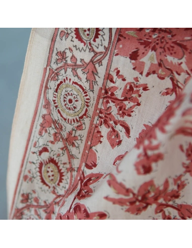 Anjali - Tissu indien coton hand block traditionnel touches de doré