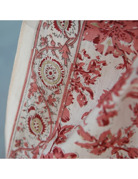 Anjali - Tissu indien coton hand block traditionnel touches de doré