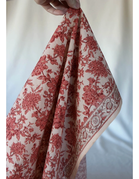 Anjali - Tissu indien coton hand block traditionnel touches de doré