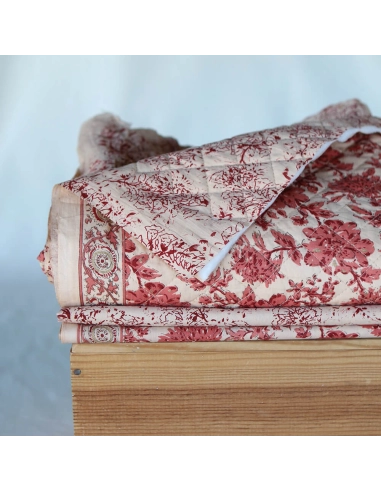 Anjali - Tissu indien coton hand block traditionnel touches de doré