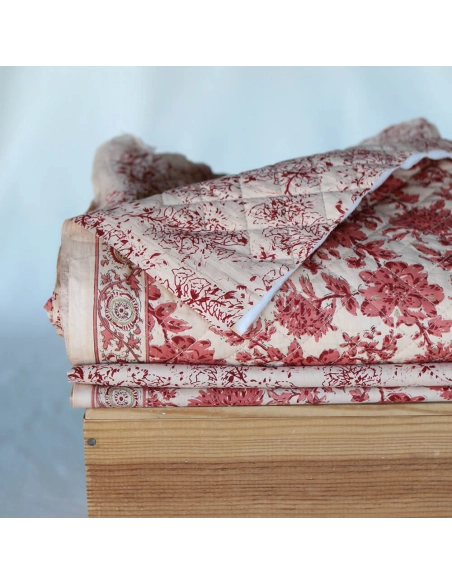 Anjali - Tissu indien coton hand block traditionnel touches de doré