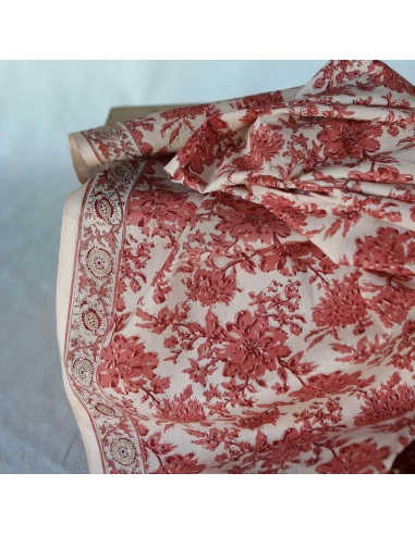 Anjali - Tissu indien coton hand block traditionnel touches de doré