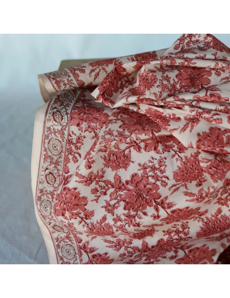 Anjali - Tissu indien coton hand block traditionnel touches de doré