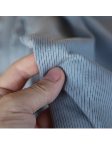 Jersey coton côtes fines coloris bleu orage