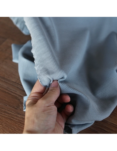 Jersey coton côtes fines coloris bleu orage