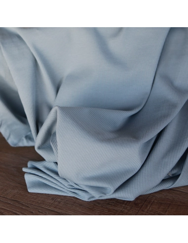 Jersey coton côtes fines coloris bleu orage