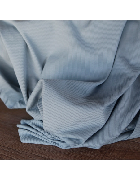 Jersey coton côtes fines coloris bleu orage