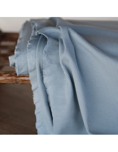 Jersey coton côtes fines coloris bleu orage