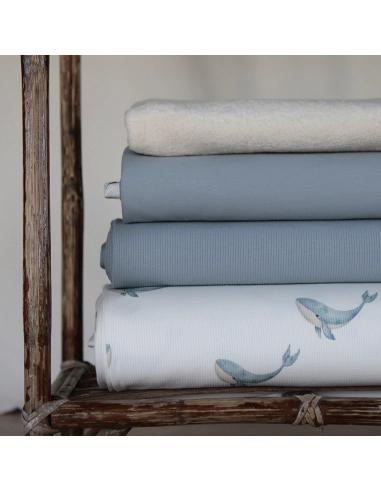 Jersey coton côtes fines coloris bleu orage