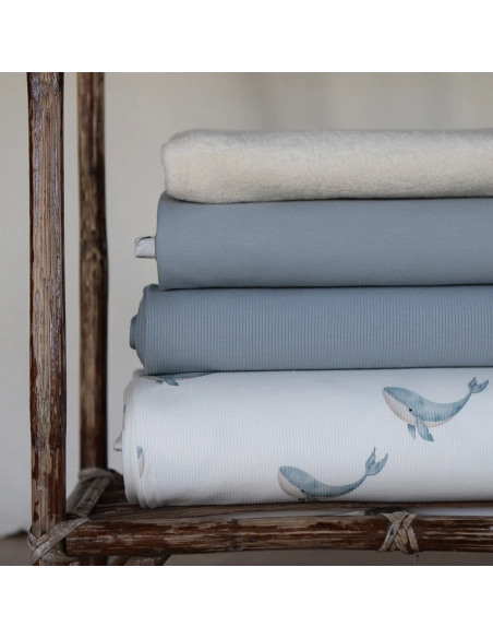 Jersey coton côtes fines coloris bleu orage