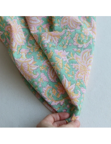 Nalini - Tissu indien en coton imprimé main Hand Block Artisanal