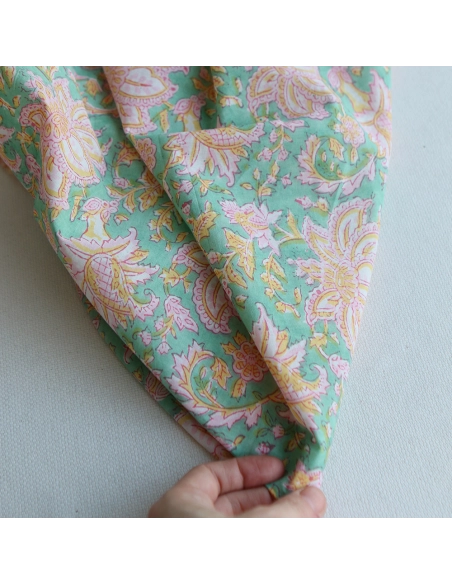 Nalini - Tissu indien en coton imprimé main Hand Block Artisanal