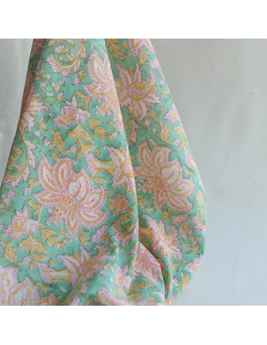 Nalini - Tissu indien en coton imprimé main Hand Block Artisanal