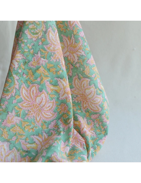 Nalini - Tissu indien en coton imprimé main Hand Block Artisanal