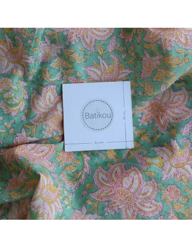 Nalini - Tissu indien en coton imprimé main Hand Block Artisanal