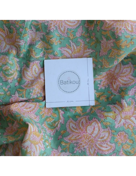 Nalini - Tissu indien en coton imprimé main Hand Block Artisanal