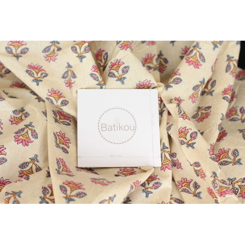 Tissu indien coton hand block traditionnel Parme 2