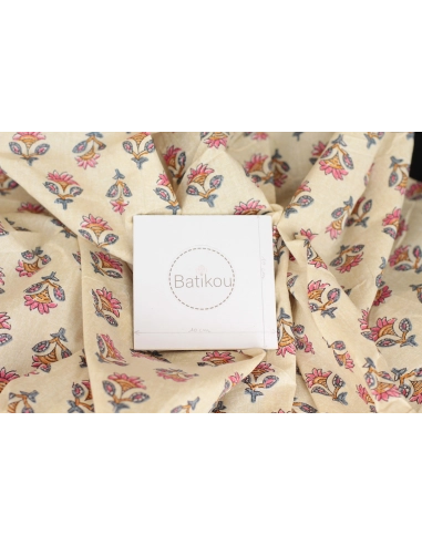 Tissu indien coton hand block traditionnel Parme