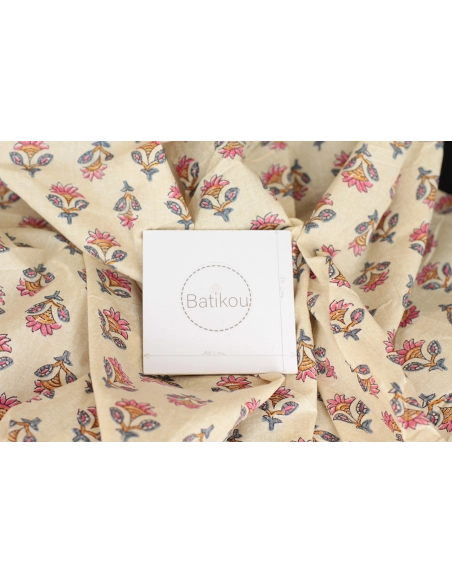 Tissu indien coton hand block traditionnel Parme