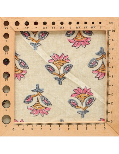 Tissu indien coton hand block traditionnel Parme