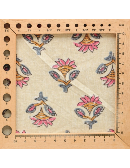 Tissu indien coton hand block traditionnel Parme