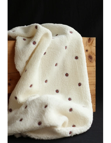 copy of Teddy / moumoute bouclé fond crème motif coeurs bordeaux