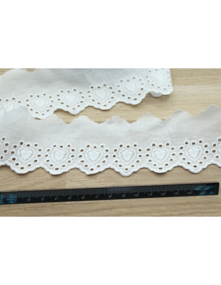 Galon coton broderie anglaise brodé blanc 45mm x 1m