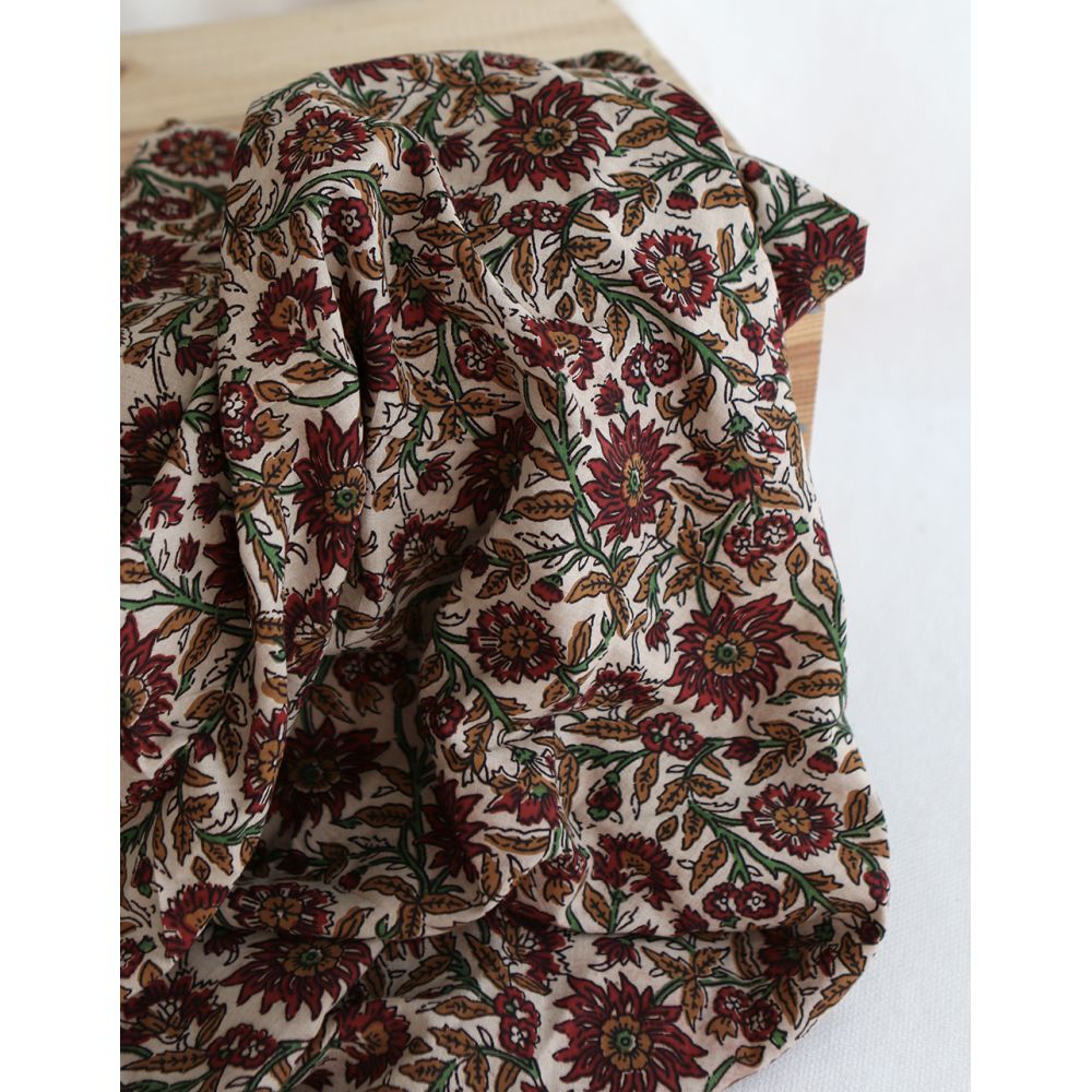 Mira - Tissu indien coton hand block traditionnel