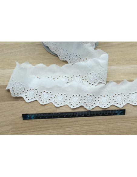Galon coton broderie anglaise brodé blanc 45mm x 1m
