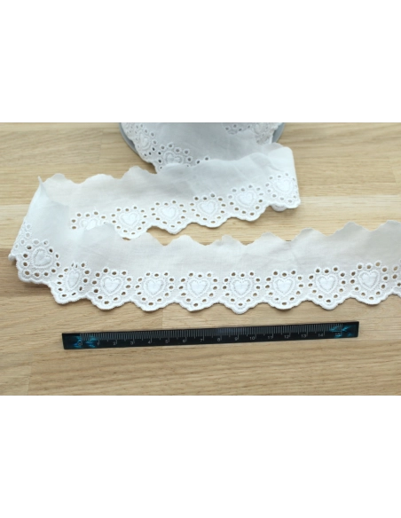 Galon coton broderie anglaise brodé blanc 45mm x 1m