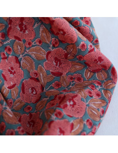 Sahar - Tissu indien coton hand block traditionnel Teal