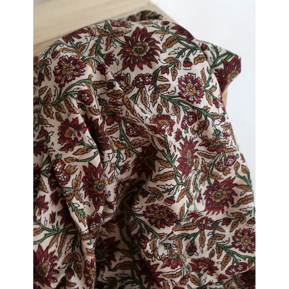 Mira - Tissu indien coton hand block traditionnel