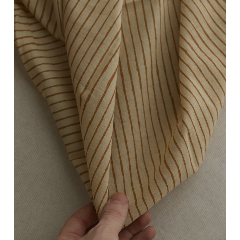 Tissu indien coton hand block traditionnel rayures