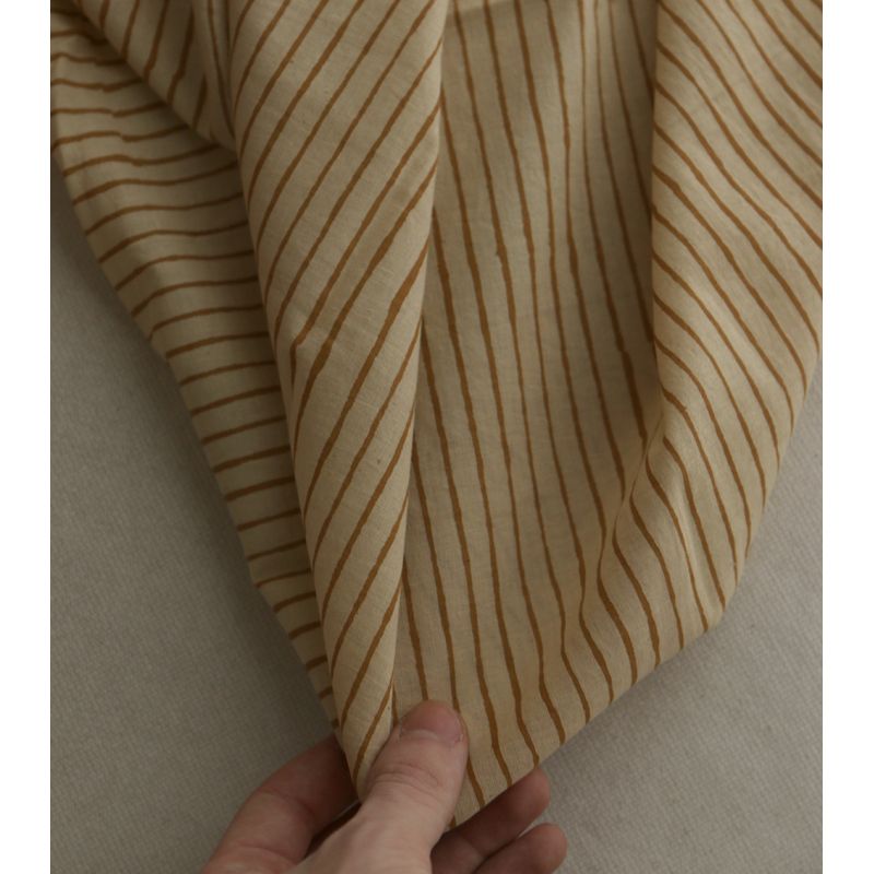 Tissu indien coton hand block traditionnel rayures