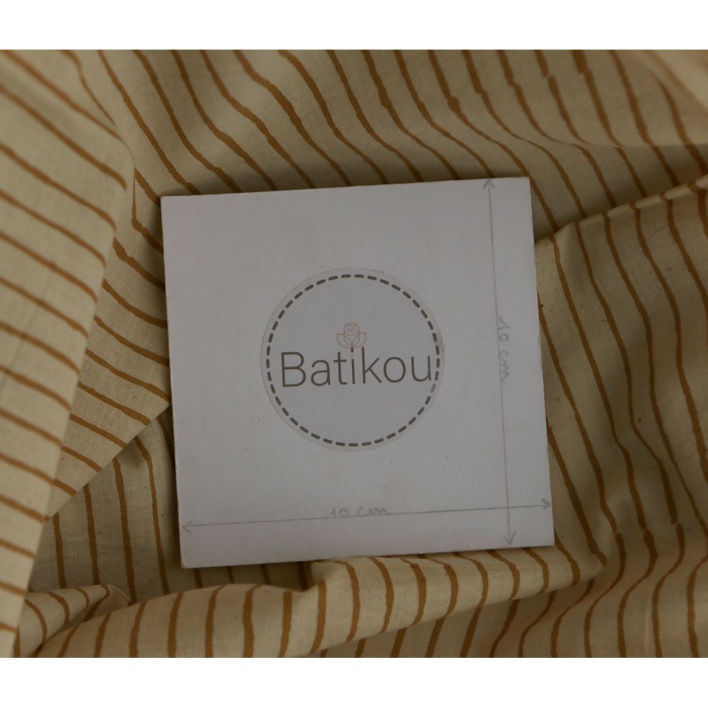 Tissu indien coton hand block traditionnel rayures