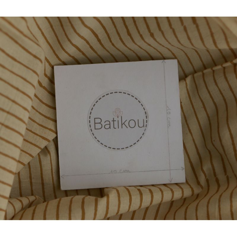 Tissu indien coton hand block traditionnel rayures