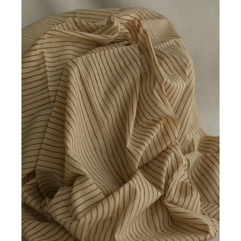 Tissu indien coton hand block traditionnel rayures