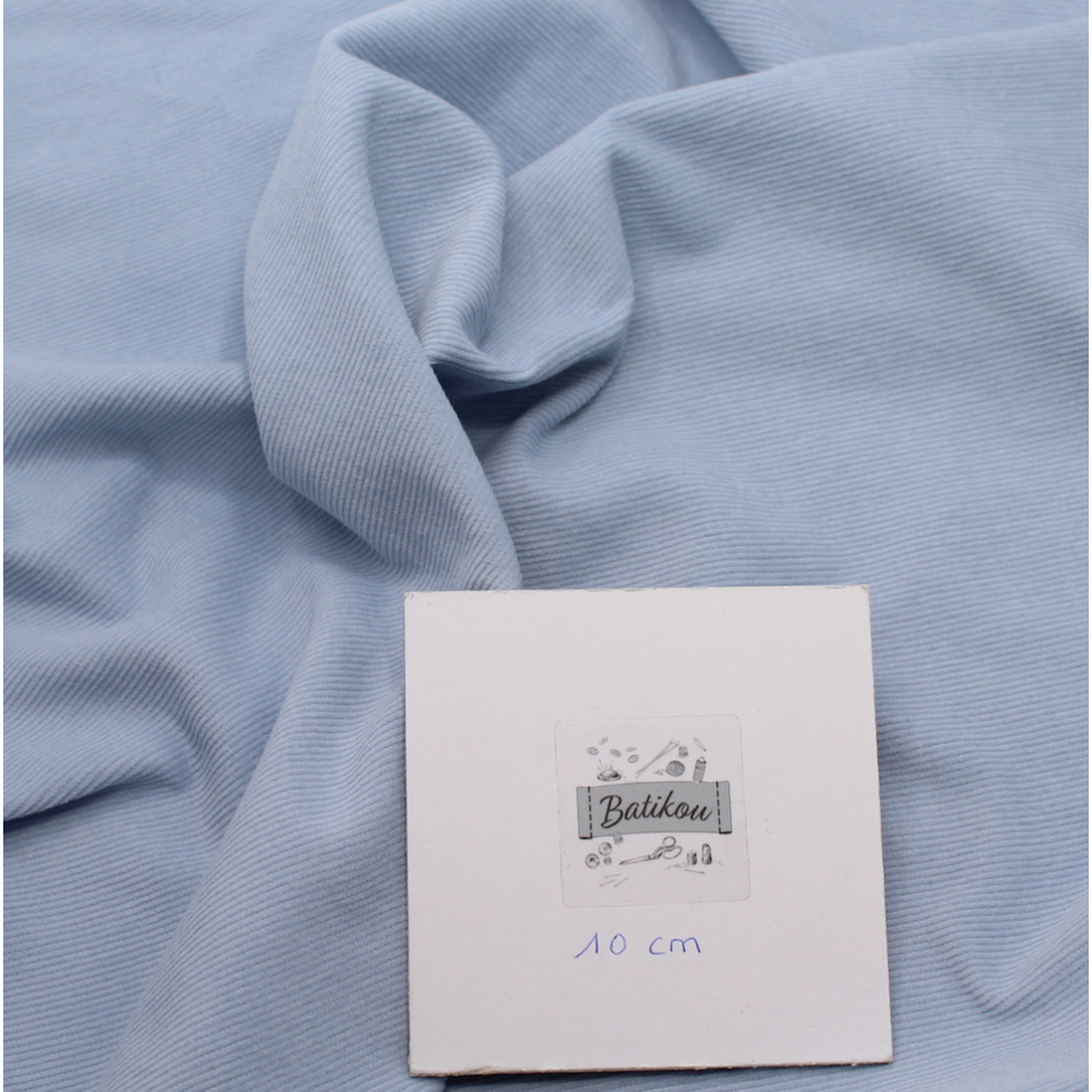 Velours milleraies coton organique coloris BLEU clair