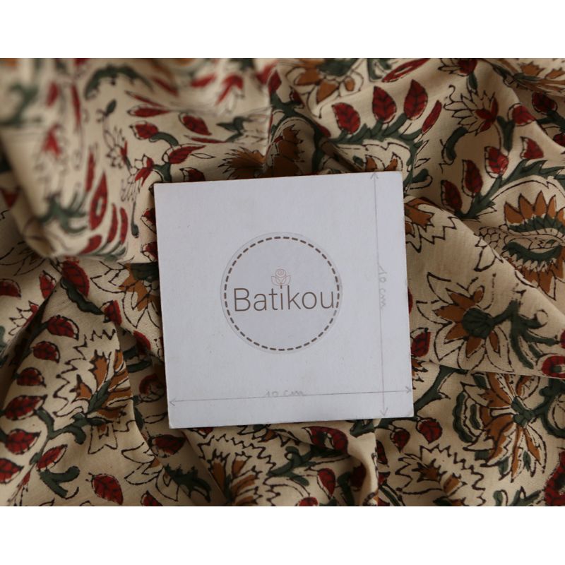 Nisha - Tissu indien coton hand block traditionnel