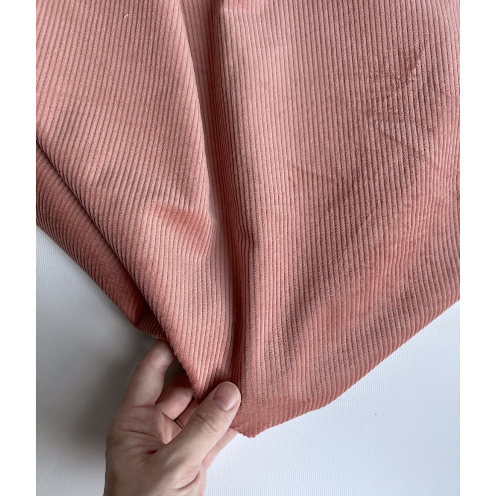Velours à côtes coton organique coloris argile rose  - 2