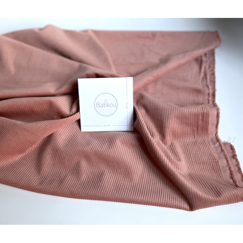 Velours à côtes coton organique coloris argile rose  - 4