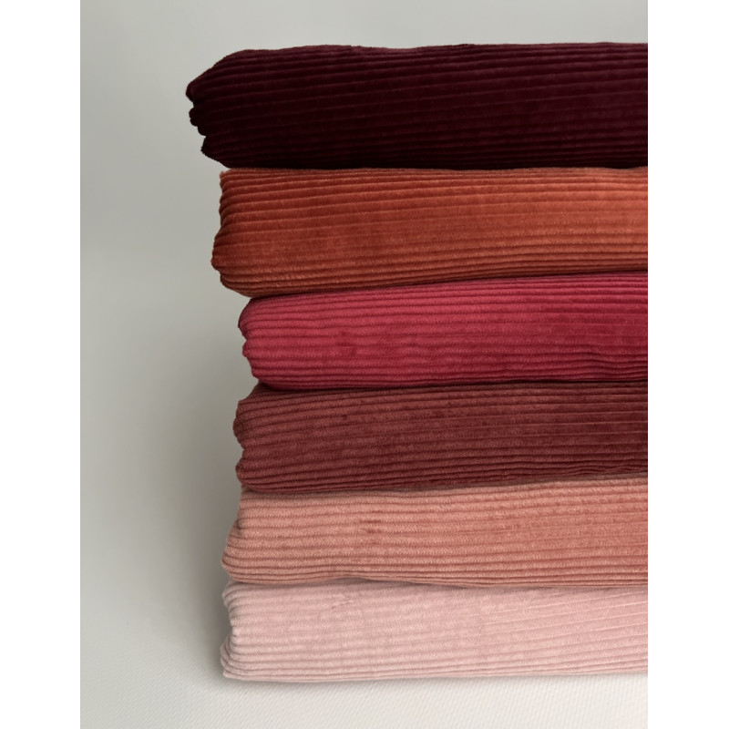 Velours à côtes coton organique coloris argile rose  - 7