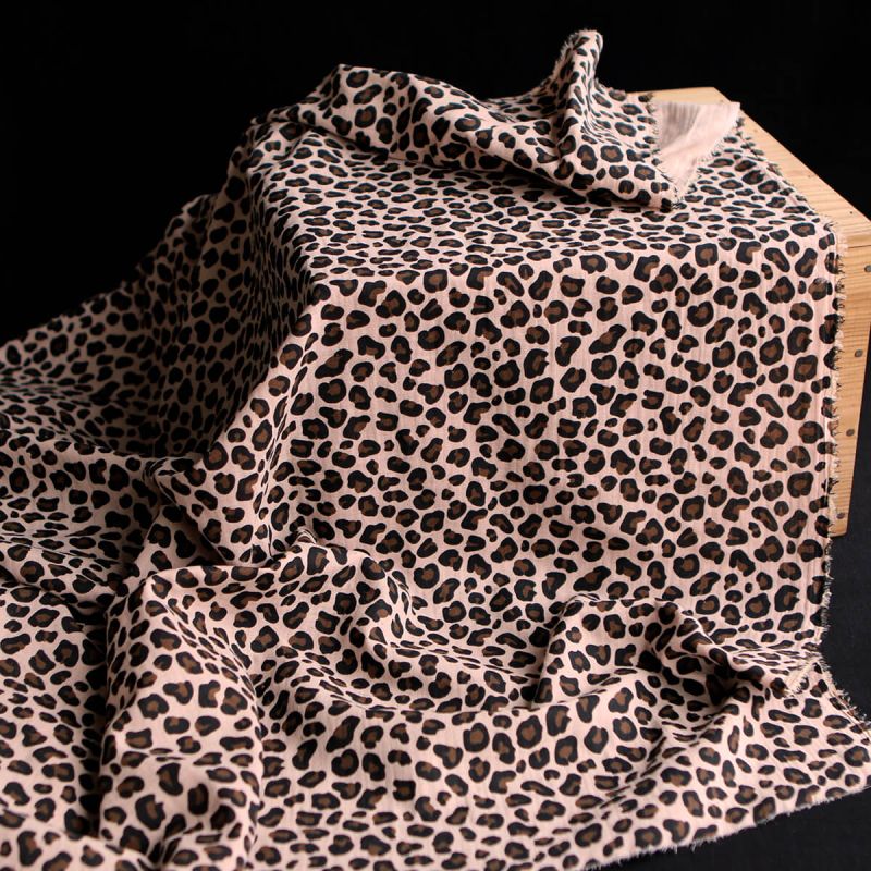 Lea - Double gaze coton BIO motif exclusif Graou fond nude