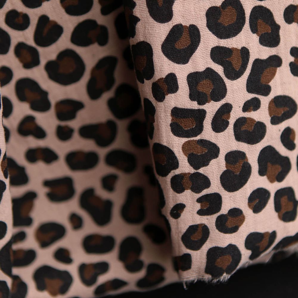 Lea - Double gaze coton BIO motif exclusif Graou fond nude