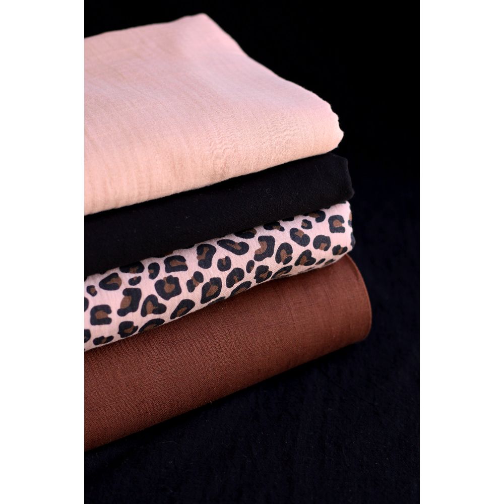 Lea - Double gaze coton BIO motif exclusif Graou fond nude