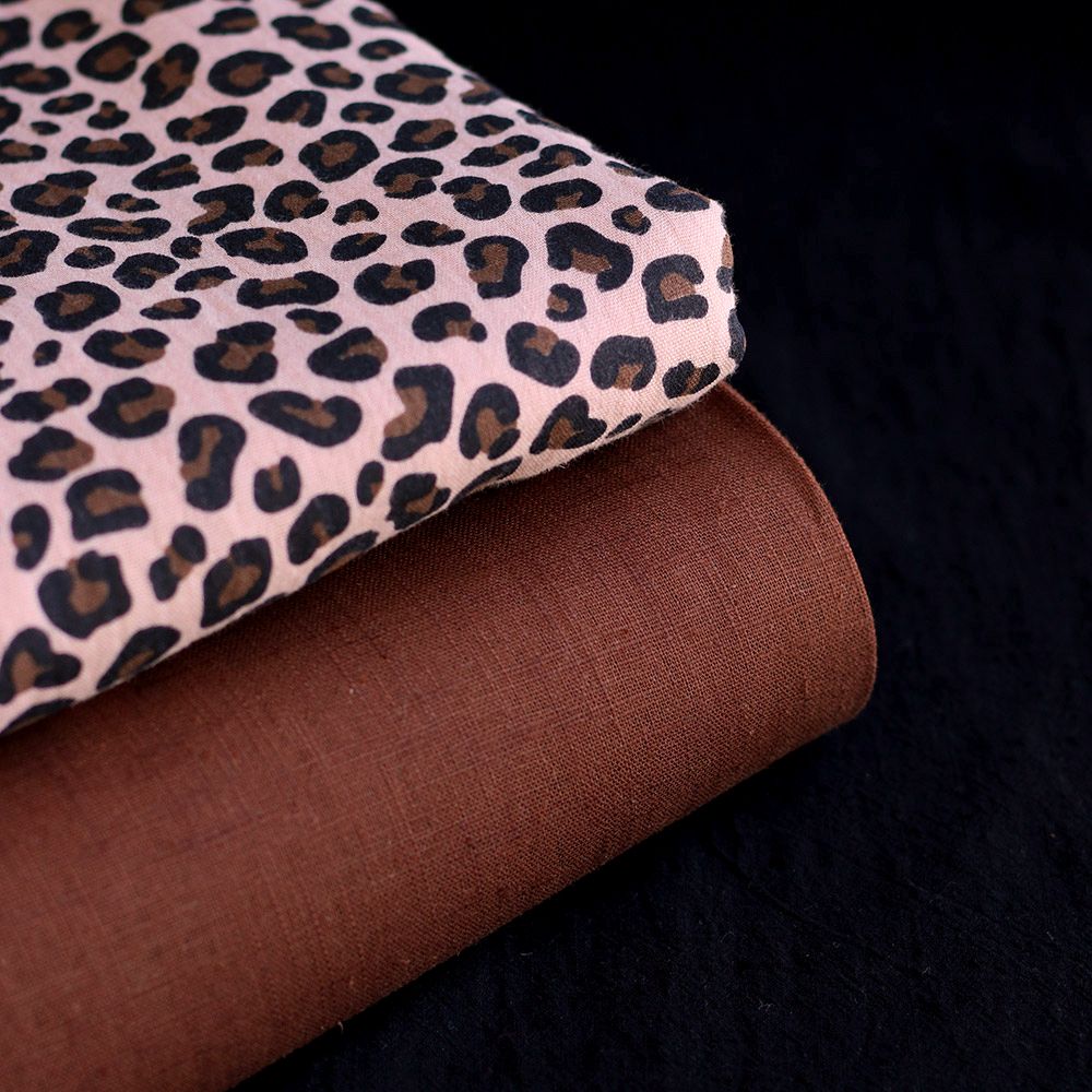 Lea - Double gaze coton BIO motif exclusif Graou fond nude